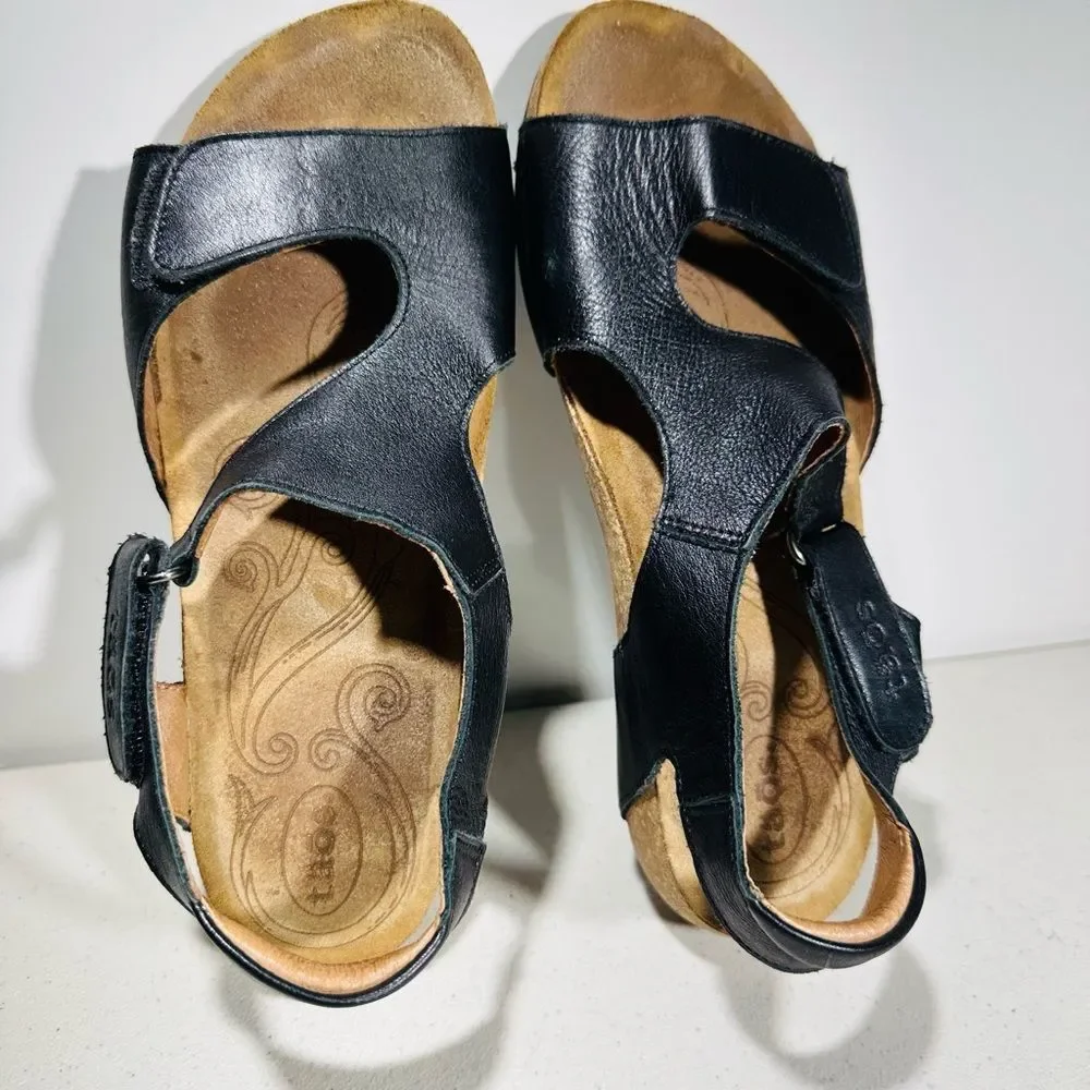 Taos Black Leather Women's Adjustable Sandals - Picture 5 of 8